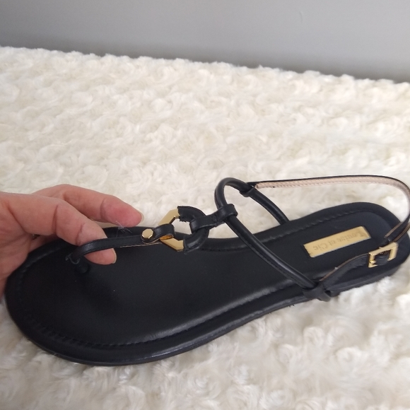 Louise et Cie black & gold flat sandals - Picture 7 of 9